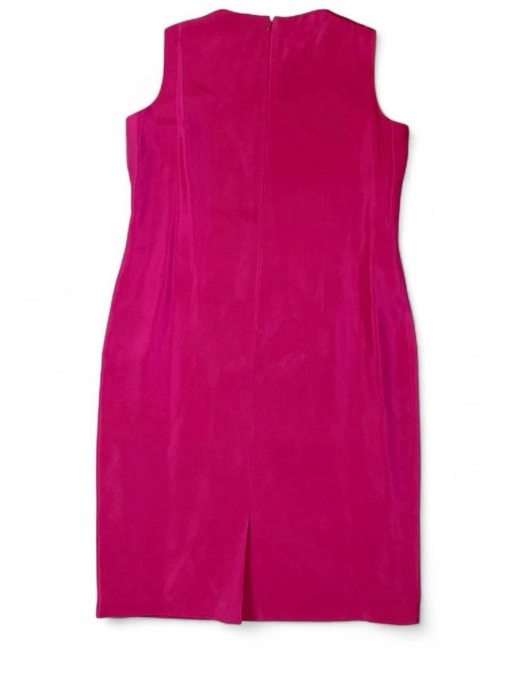 Vintage 100% silk hot pink silk sleeveless sheath dress size 12